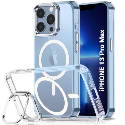 Image of TheGiftKart Hybrid Back Cover Case for iPhone 13 Pro Max | Built-in Stand | Shockproof Hard Back Case Cover for iPhone 13 Pro Max (PC & TPU, Crystal Clear Back, MagSafe Compatible, Transparent Sides)