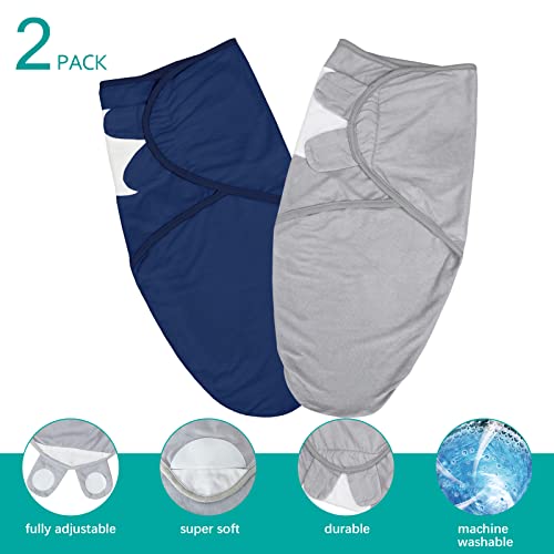 Image of Biloban Baby Swaddles 0-3 Months for Boy Girls, Baby Swaddle | Newborn Swaddle, Cotton Swaddle Blanket, Newborn Essentials, Grey & Navy, 2 Pack