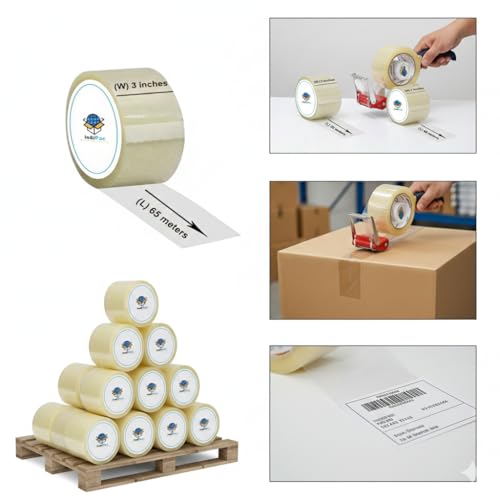 Image of Indipac BOPP Transparent Cello Tape 2 Inch 65m Roll - Heavy Duty Sealing Tape for Carton Box Packing, Warehouse, Industrial, Office & Ecommerce Packaging Tapes (Pack of 72)