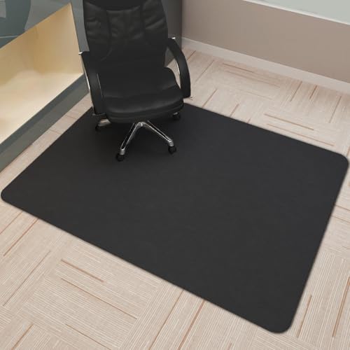 Aikenn オフィスチェアマット フロアプロテクター カーペット ストライプ柄 滑り止めで耐久性あり 厚さ適切でキャスターが引っかからず 水洗い可 モダンシンプル 静音・吸音 書斎や商業用 90*120cm (チャコールブラック)