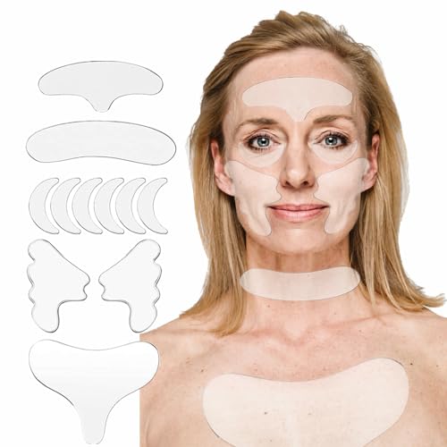Wrinkles Patches Chest Wrinkle Pads,11 Pcs Facial Wrinkle Remover Strips, silcone face patches For Reducing Forehead Eye Neck And SIlicone pad remove face Wrinkles Treatment Anti-Ageing Pad