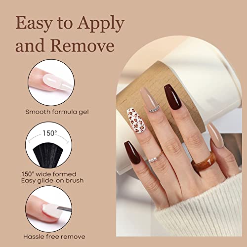 Image of DUDUSTRONG Bolt Bee Gel Glossy Finish Nail Polish Kit Brown Gel Nail Polish Set, 6 Colors Nude Gel Polish Winter Grey Neutral For Women Girls (B2 Coffee Time (069+02+05+136+1+59)), 90 Ml