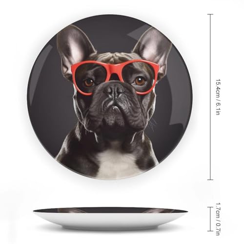 Plato decorativo de porcelana Bulldog Francés 6 pulgadas miniatura 2