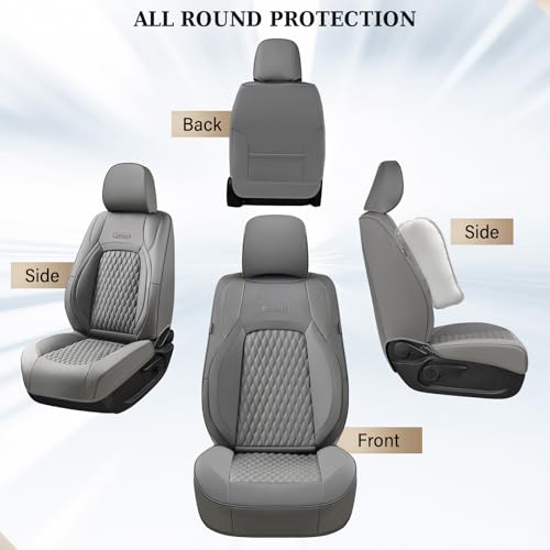 Image of Coverado Seat Covers 2 Door Fullset for 2013-2017 Jeep Wrangler, Waterproof Leather Gray Car Seat Covers for Truck Automotive Seat Covers Custom Fit for Jeep Wrangler Seat Covers Full Coverage