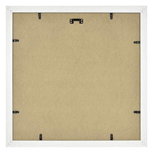 MCS Studio Gallery 16x16 Matted to 8x8 Picture Frame White Woodgrain, Square Photo Frame for Photos, Posters & Art Prints (2-Pack)