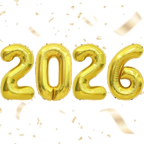 2026 Gold Balloons 40 Large Gold 2026 Balloons Helium Mylar Foil Balloons for 2026 Graduation New Year Christmas Party Decoration