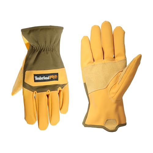 Timberland PRO Men's Insulated Canvas and Synthetic Leather Gloves - Durable Nylon Back Hand - Reinforced Palm and Thumb - Abrasion Resistant - Machine Washable, Wheat Multi, Large