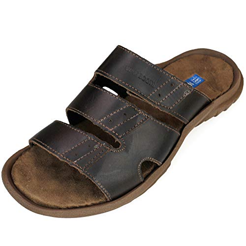 Chinelo Sandália Masculina Em Couro Marrom De Tiras Way Boots
