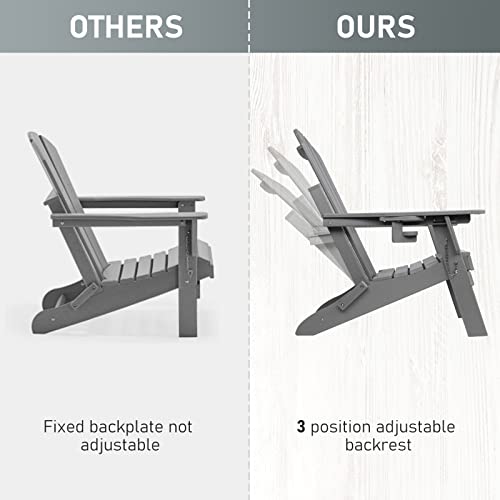 Funberry Plastic Adirondack Chairs,Folding Adirondack Chairs,Adjustable Backrest Adirondack Chair,Fire Pit Chairs,Resin Adirondack Chairs With Cup Holder,Composite Adirondack Chairs #TOP3