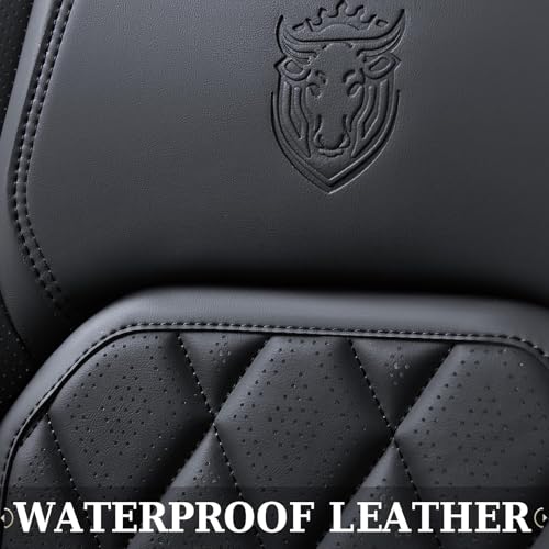 Image of Coverado Car Seat Covers, Front Seat Cover, 2 Pack Waterproof Seat Covers for Cars, Luxury Faux Leather Car Seat Cushions, Car Seats Protectors, Black Car Seat Covers Universal Fit for Most Vehicles