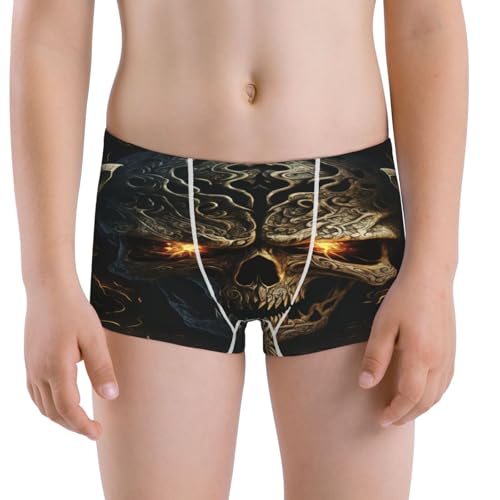 Boys' Cotton Boxer Brief Soft Underwear-Metal Evil Skull