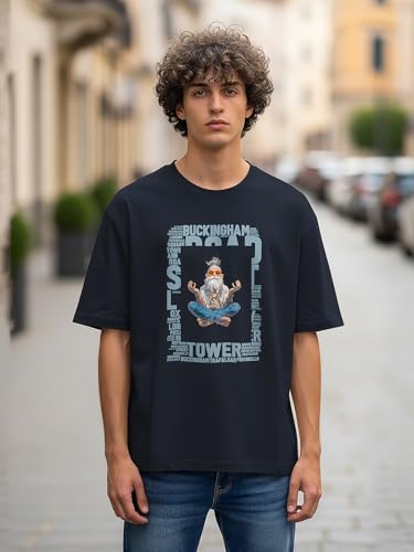 Image of BULLMER Trendy Front and Back Printed Oversized Round Neck T-Shirt for Men - Pack of 2