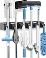 AceMining Besenhalterung Wand, 5 Halter + 6 Haken Gerätehalter, Gartengerätehalter, ABS Kunststoff Besenhalter, Dicker Langlebiger Mopp Wandhalterung für Zuhause Küche Garage (Schwarz 1 Pack)