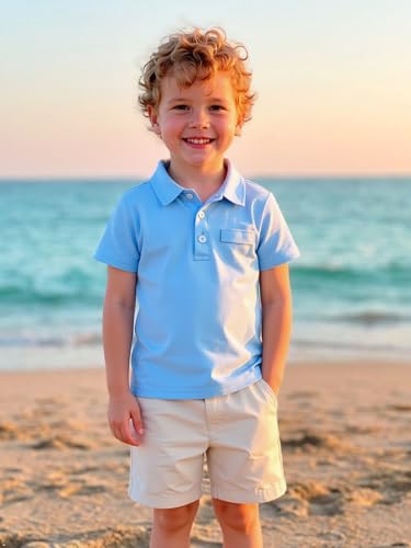 Image of Volunboy Baby Boy Summer Clothes Short Sleeve Polo Shirts Shorts Set Pique Beach Outfits