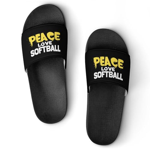 Peace Love Softball Slippers for Men Wormen Shower Bathroom Slipper Indoor Beach Non Slip Sandal