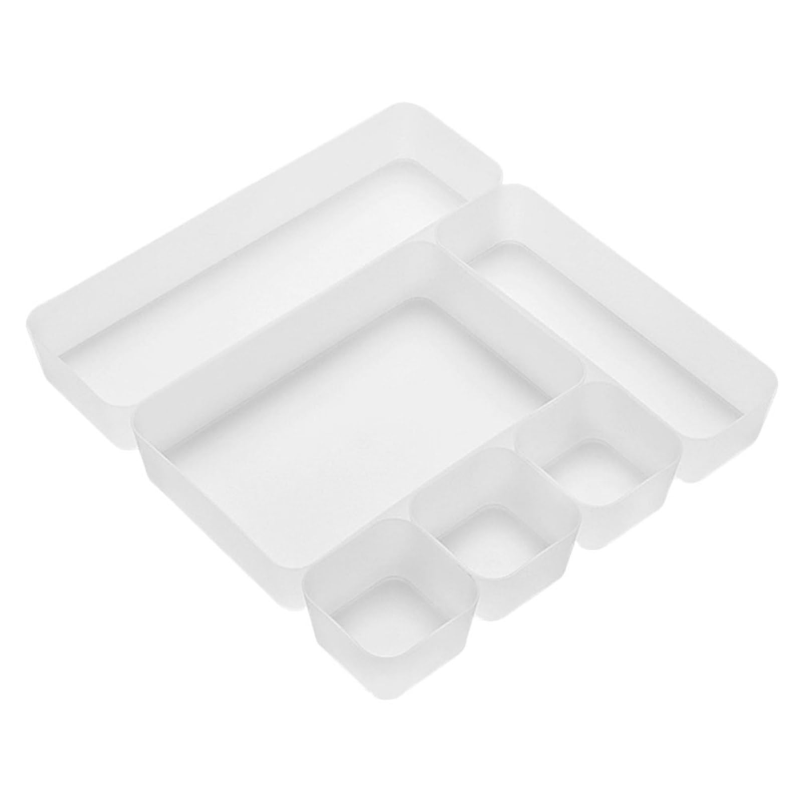 Organiseur pour bureau et cuisine Lot de 6 boîtes de rangement transparentes modulables pour tiroir