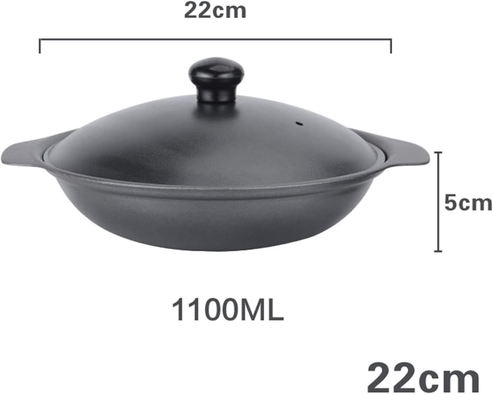 Casseruola in ghisa Antiaderente con Coperchio, Padella Antiaderente? Mini Wok, pentole per la casa per Una o più Persone - 18 cm (22 cm)
