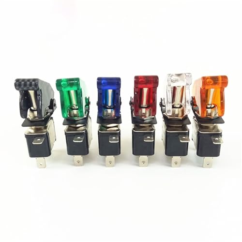 Interruptor de palanca LED amarillo 12V 20A con cubierta para coche