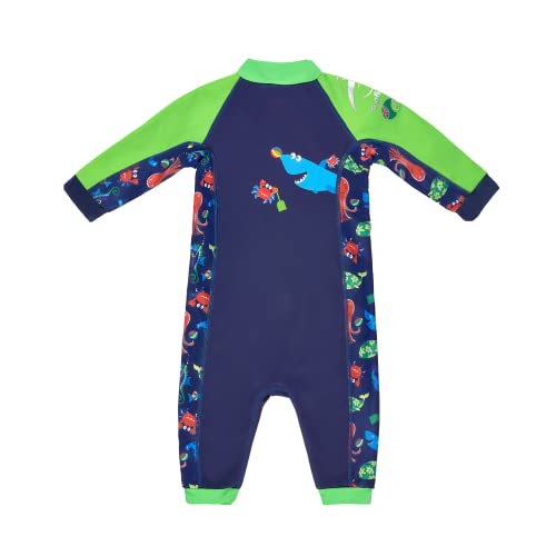 Konfidence Splashy Badeanzug &ndash; Umweltfreundliches Baby-Badekost&uuml;m f&uuml;r 0-24 Monate, hergestellt aus recyceltem Kunststoff-Fleece gef&uuml;tterter Baby-Neoprenanzug,50+UV-Schutz (Fergal, 12-24 Monate)