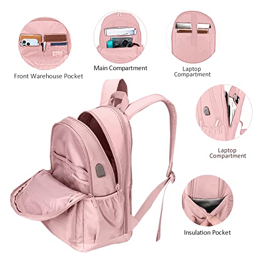Image of KEOFID Casual Backpack for Women, Work Backpack for Women, Back pack for School College, Carry-On travel backpacks, Anti-Theft Womens backpacks, School bookbag for girls(Pink)