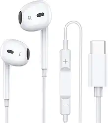 Fones de ouvido tipo C para iPhone 15 15 Pro 15 Pro Max 16 16 Pro Max com fio, fones de ouvido estéreo compatíveis com a maioria dos dispositivos com conector tipo C.