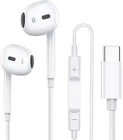 Fones de ouvido tipo C para iPhone 15 15 Pro 15 Pro Max 16 16 Pro Max com fio, fones de ouvido estéreo compatíveis com a maioria dos dispositivos com conector tipo C.