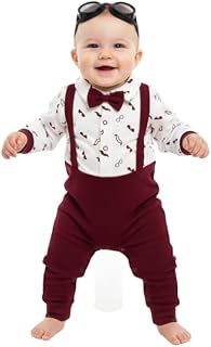 HDSFAB Baby Boys Romper with Suspenders & Bow Tie Stylish Jumpsuit for Infants & Toddlers, Soft Cotton Formal Outfit for B... Price In India