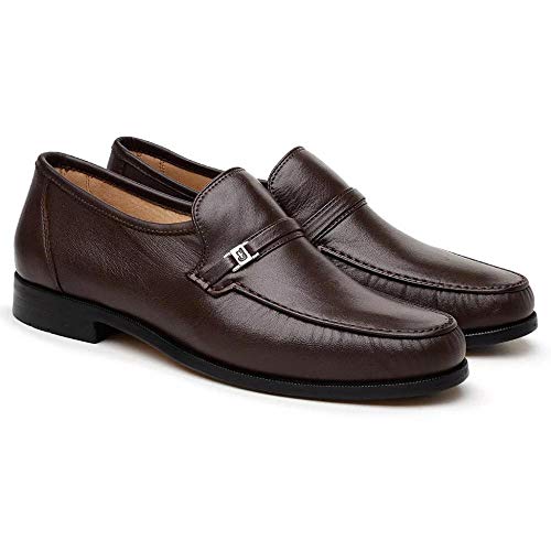 Sapato Social Couro Jacometti 077 Masculino Forro Couro Clássico Café 42