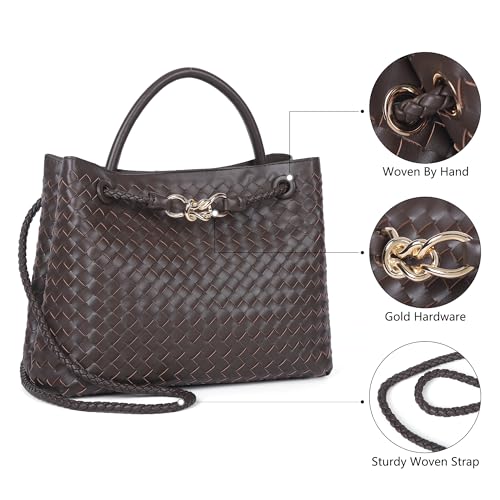 Woven Tote Bag for Women Crossbody Handbag,Vegan Leather Large Tote Purse,Trendy Satchel Handbag Bowknot Shoulder Bag3