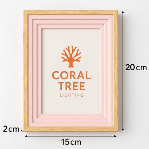 Image of Decorative Wooden Photo Frame 4x6, Pink & Natural Frame for Kids Room, Cute Bunny Illustration Picture Frame, 20cm x 15cm, Tabletop & Wall Display