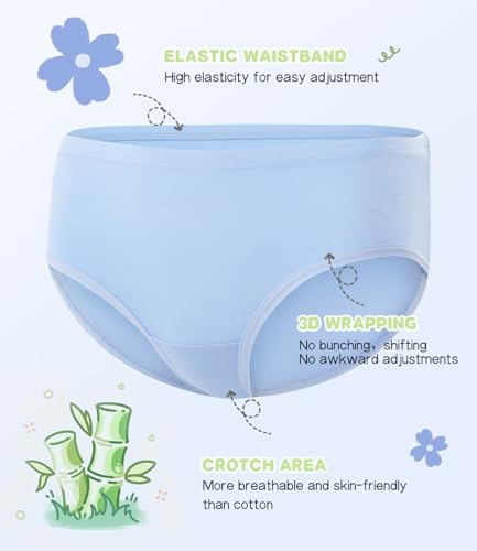 BAMBOO COOL Girls Underwear Breathable Moisture-Wicking 6-14Y Panties Lightweight Soft Solid Color Briefs 6 Pack4