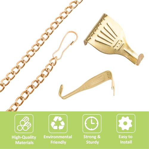 Image of Picture Hanging Kit 10Pcs Picture Rail Hooks with 10Pcs Chains, Metal Rail Hanging Hooks Picture Display Hanging System for Wall Picture, Exhibition(Gold)