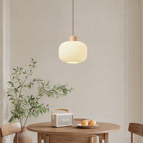 Lustres suspendus en bois de style japonais et verre noble