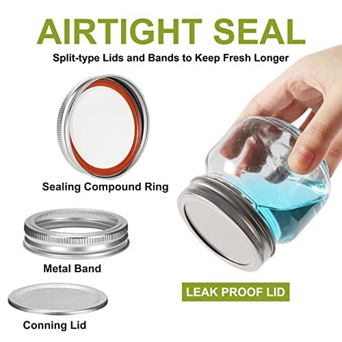 Betrome 8 Oz Mason Jars, 24 Pack 240Ml Glass Canning Jars With Regular Mouth Lids, Glass Jars Storage Containers For Overnight Oats, Jam, Jelly, Honey, Beans, Spice, Wedding Party Favor, Shower Favor #TOP3