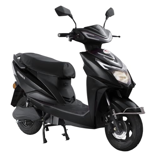 Image of FlyRides Electric Scooter (LS) - High-Performance Eco-Friendly Commuter Scooter - Equipped with LED Headlights & Tail Lights - Sleek Black Design - Ideal for City & Urban Travel (Black)