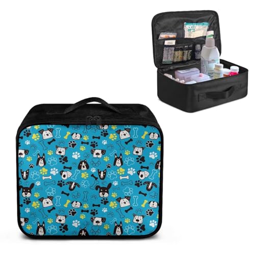 Image of Gomyblomy First Aid Bag Empty Dog Paw Print Travel Medicine Bag Cute First Aid Pouch Empty Medium Size Medical Storage Bag for College Dorm Home Cars Travel Hiking