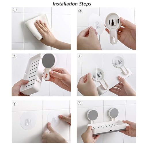 Image of Wall Mounted Soap Box with Flip Cover and Drain Tray | Detachable Inner Support | Adhesive Sticker Installation | ABS Soap Holder for Bathroom (Soap Stand)