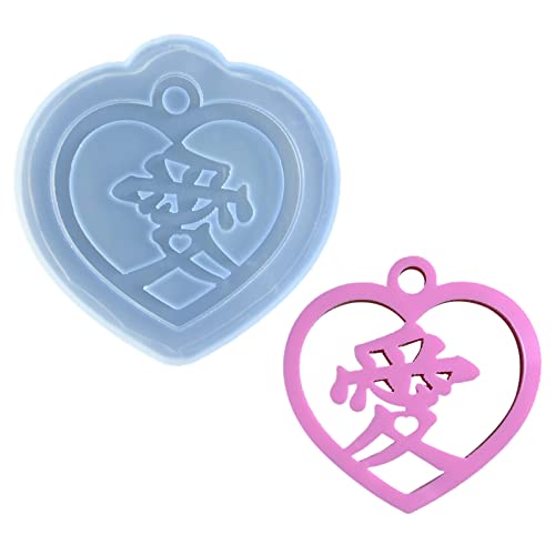 Pendant Clay Molds Heart Shaped Silicone Keychain Moulds Silicone for Hand Making Lover