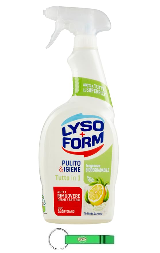 12 X Lysoform Pulito & Igiene Tutto in 1 – Spray detergente con tè verde e limone per la pulizia di superfici della cucina e del bagno – Detergente 700 ml