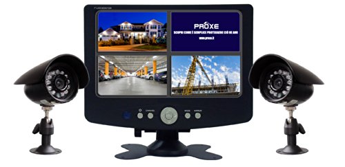 KIT COMPLETO DI VIDEOSORVEGLIANZA CON MONITOR DA 7' + 2 TELECAMERE DA ESTERNO (CAVI DI COLLEGAMENTO DA 18MT. E ALIMENTATORI INCLUSI)