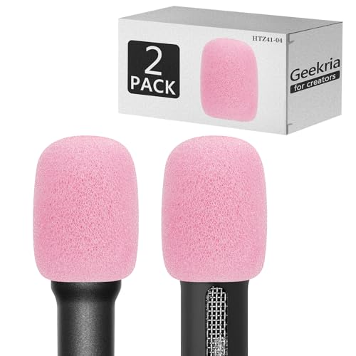 Geekria for Creators Schaumstoff-Windschutz für Mikrofone mit 0,3 Zoll (8 mm) Durchmesser, Antipop-Schaumstoff-Abdeckung, Schwammschaumfilter kompatibel mit Sennheiser ME 2, ME 2-II (Rosa /2 Pack)