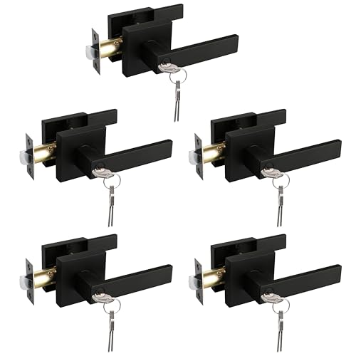 NEWBANG Keyed Entry Solid Door Lever Matte Black Finish