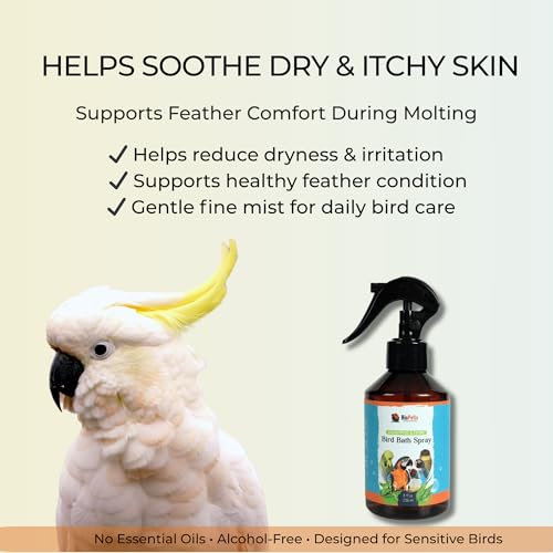 Bird Bath Spray for Parrots & All Birds – Helps Soothe Dry, Itchy Skin & Support Healthy Feathers – Herbal Eucalyptus & Thyme Formula, No Essential Oils – 8 Fl Oz Bird Mist - Image 5