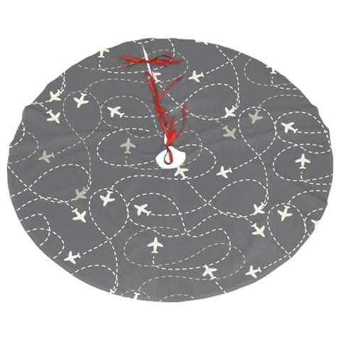 Mosytuky 30" Large Christmas Skirt, Airplane Routes Around The World Christmas Tree Skirt for Farmhouse Christmas Decor Rustic Xmas Holiday Home Party Decorations Cover