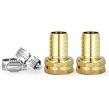 Solid Brass 3/4 Inch Garden Hose Repair Kit Female Hose End Repair Water hose Fittings Connector with Stainless Steel Clamp