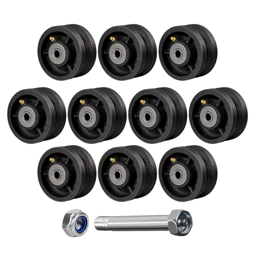 Image of 4 inch x 2 inch V-Groove Steel Wheel, 7 /8 inch Wide 90 Groove Fits 1 inch Angle Iron Track, Heavy Duty Industrial Track Wheel with Relief Groove, High Load Capacity(10 Pack)