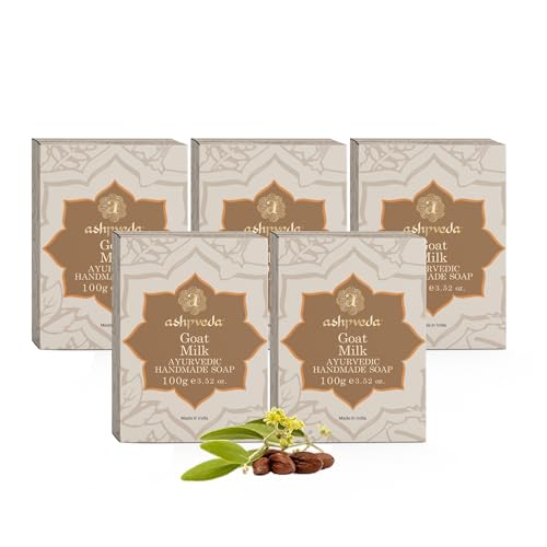 Image of Jojoba Oil & Goat Milk Handmade Bath Soap Bar for Skin Hydration, Nourishment, Tan Removal & Glowing Skin (100gm) (Pack of 5)