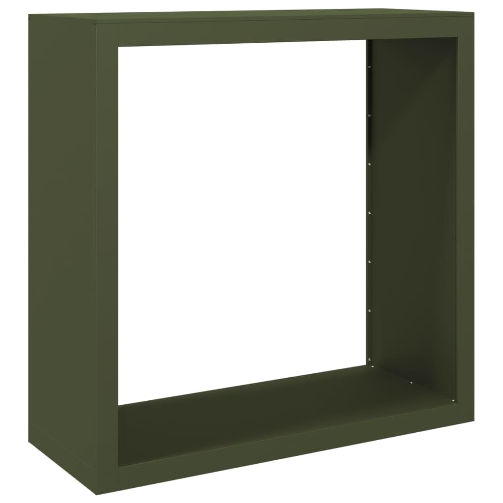 vidaXL Firewood Rack, Firewood Log Rack for Fireplace Wood Storage, Log Store Holder for Outdoor or Indoor, Fireplace Log Holder, Green Steel