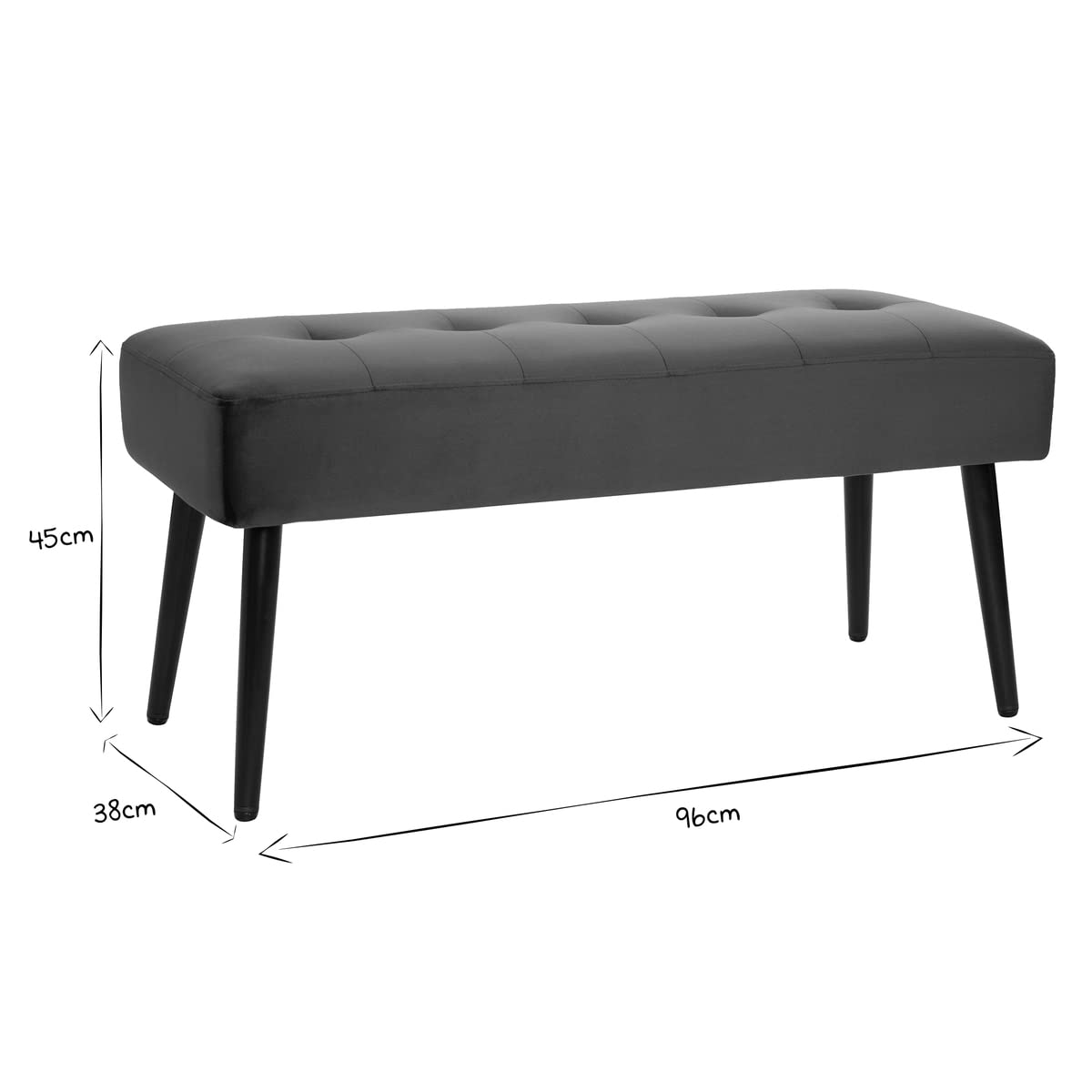 Miliboo Banc Design capitonné en Tissu Velours Bleu Nuit et métal Noir L96 cm GUESTA
