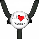 Pink EKG Heart Stethoscope Tag - Adjustable Steth Tag Id for Tubing Personalized with Name, Monogram, Occupation Title - Hospital Nurse Identification
